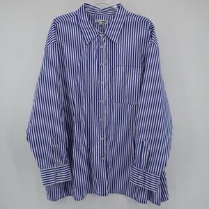 Fashion Nova 3X Striped Button Up Blue White Coastal Preppy Career Office